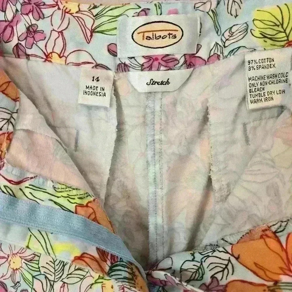 Talbots Floral Print Casual Pants Size 14 Cotton Blend Spring Summer - Picture 6 of 8